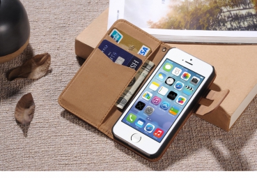 POEGO Luxus Klapphülle Schwarz für iPhone 6 Plus & 6S Plus